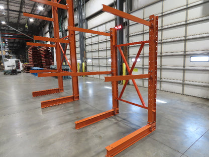 Cantilever Rack 2 W6-9 Post 2 Shelf 1-Side 96" 8' Upright 53"W 48" Arms 1620#