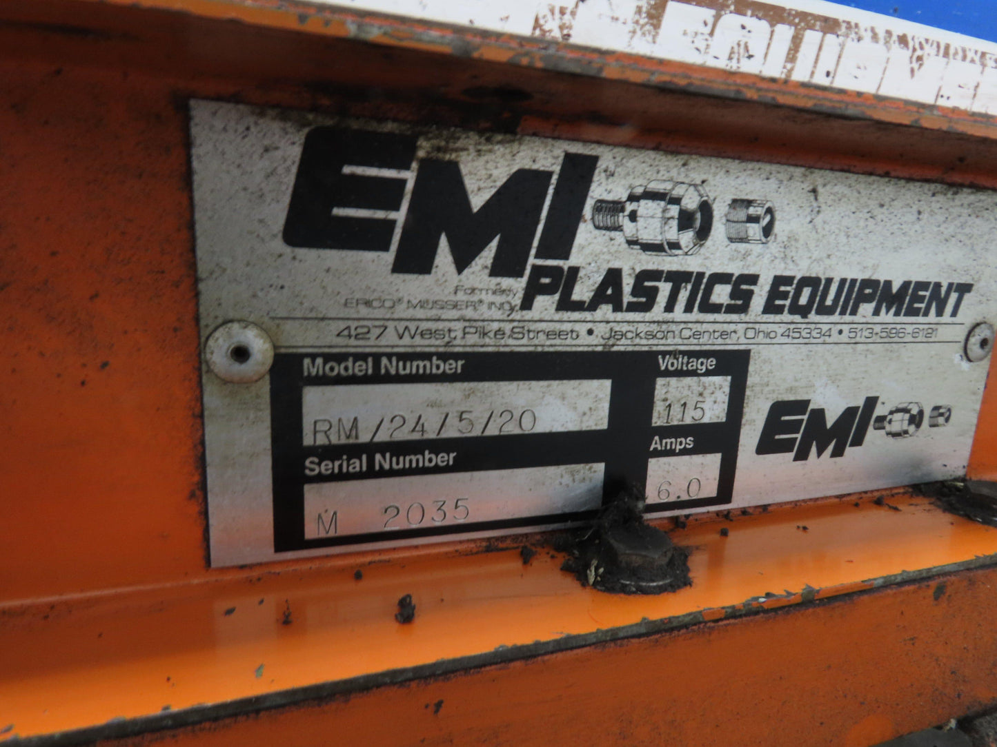 EMI Plastics RM/24/5/20 Flat Belt Incline Conveyor 24"x 5'L 20 FPM 115/230V 1PH