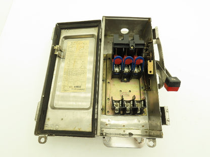 Square D H361DS Safety Disconnect Switch 30A 600V 3PH Fused Stainless