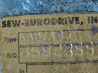 Sew Eurodrive KA87AD3 Helical Gear Drive 126.91 Reducer 14rpm 60mm Hollow Shaft