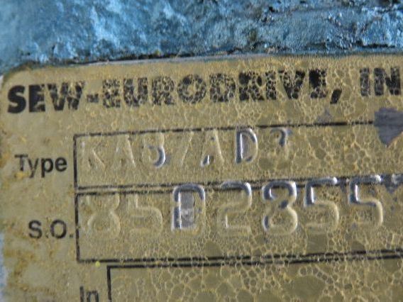 Sew Eurodrive KA87AD3 Helical Gear Drive 126.91 Reducer 14rpm 60mm Hollow Shaft