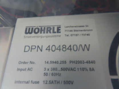 Wohrle DPN 4048100/19-A Power Supply 48VDC 100A 4800W Input 480VAC PH2003-4840