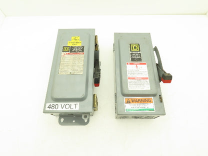 Square D H361 Safety Disconnect Switch Fusible 30A 3PH Series E1 Mixed Lot of 2