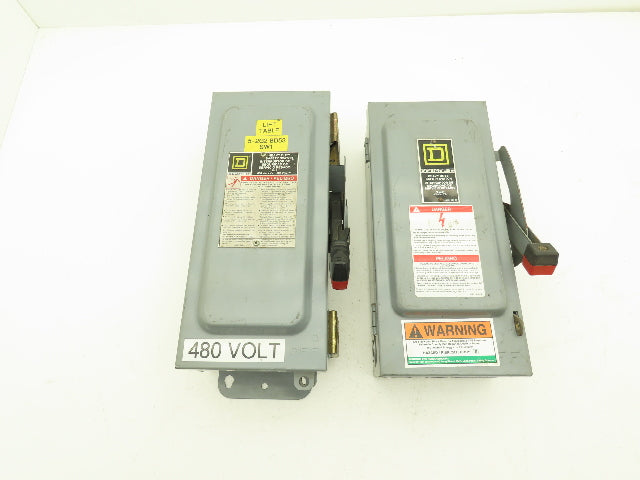 Square D H361 Safety Disconnect Switch Fusible 30A 3PH Series E1 Mixed Lot of 2