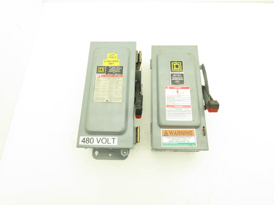 Square D H361 Safety Disconnect Switch Fusible 30A 3PH Series E1 Mixed Lot of 2