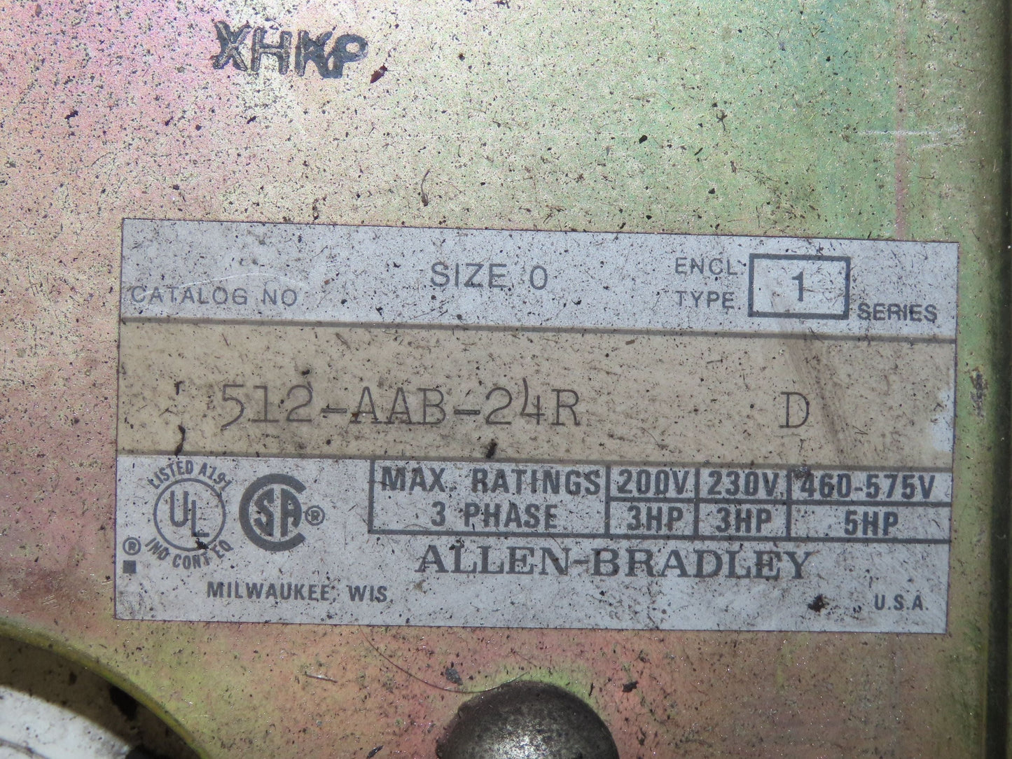 Allen-Bradley 512-AAB-24R Combination Starter NEMA Size 0 Fusible 600V 3PH