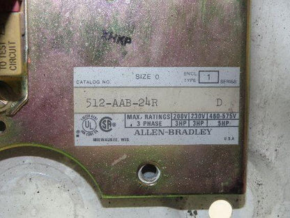 Allen-Bradley 512-AAB-24R Combination Starter NEMA Size 0 Fusible 600V 3PH