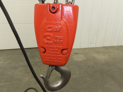 CM Lodestar RRT2 3 Ton Electric Chain Hoist 13' Lift 11/3.5FPM 635 Power Trolley