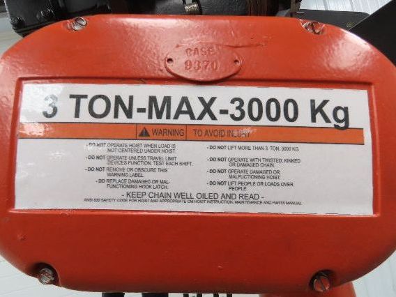 CM Lodestar RRT2 3 Ton Electric Chain Hoist 13' Lift 11/3.5FPM 635 Power Trolley