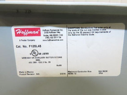 Hoffman F126L48 Lay-In Wireway 12"x6"x48" Nema 12