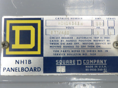 Square D NH1B I-Line Panelboard Breaker Box 100A 277/480V 3PH 4W 18 Space 100Amp