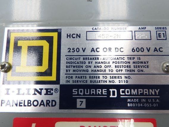 Square D NH1B I-Line Panelboard Breaker Box 225A 277/480V 3PH 4W 18 Space 225Amp