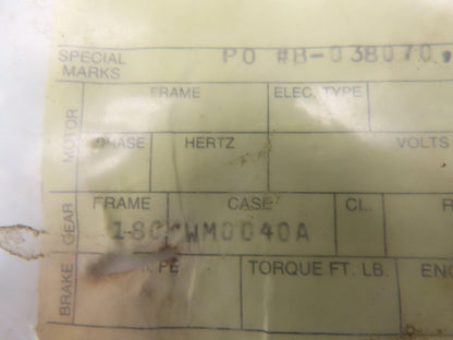 Reliance Master XL 180WM40A Speed Reducer 7.5:1 Gearbox 233rpm 18Hp 180TC RH