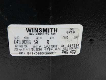 Winsmith E43 XDBS SE Encore Worm Gearbox 50:1 Reducer 35rpm 3.2Hp RH Output
