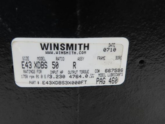 Winsmith E43 XDBS SE Encore Worm Gearbox 50:1 Reducer 35rpm 3.2Hp RH Output