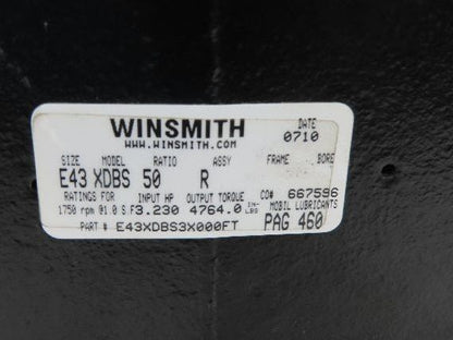 Winsmith E43 XDBS SE Encore Worm Gearbox 50:1 Reducer 35rpm 3.2Hp RH Output