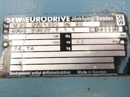 Sew Eurodrive SF80 GVN132S BM HR Dual Shaft Gearbox 56.1 Reducer for Gearmotor