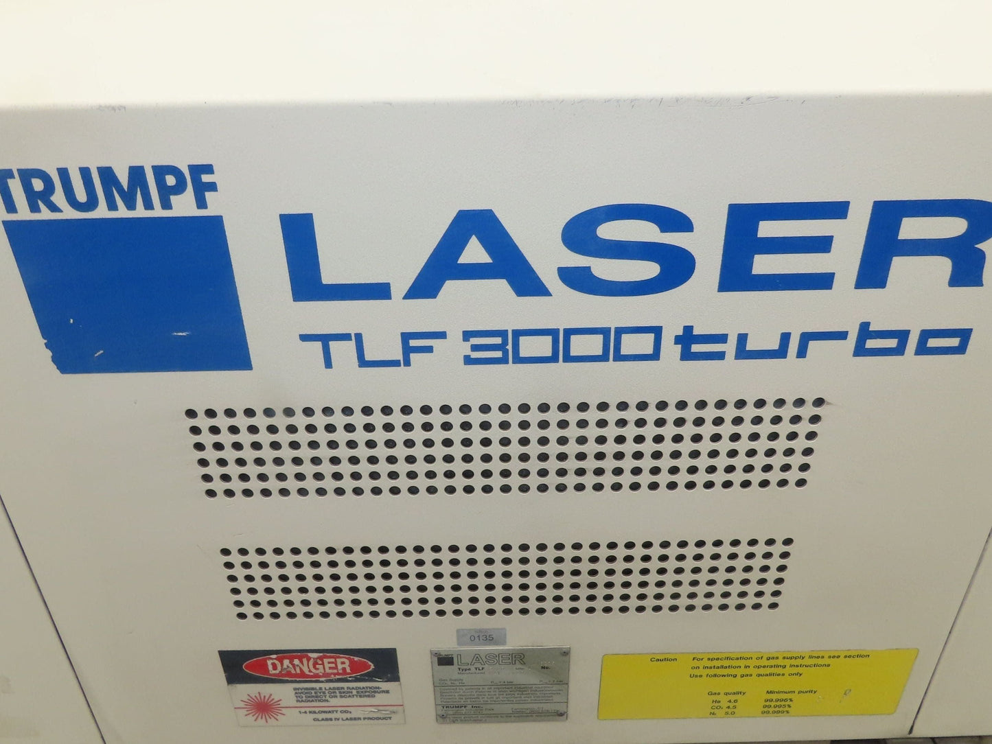 Trumpf TLF 3000 Turbo Industrial CNC Class IV Laser Resonator 1-4kW CO2 He N2