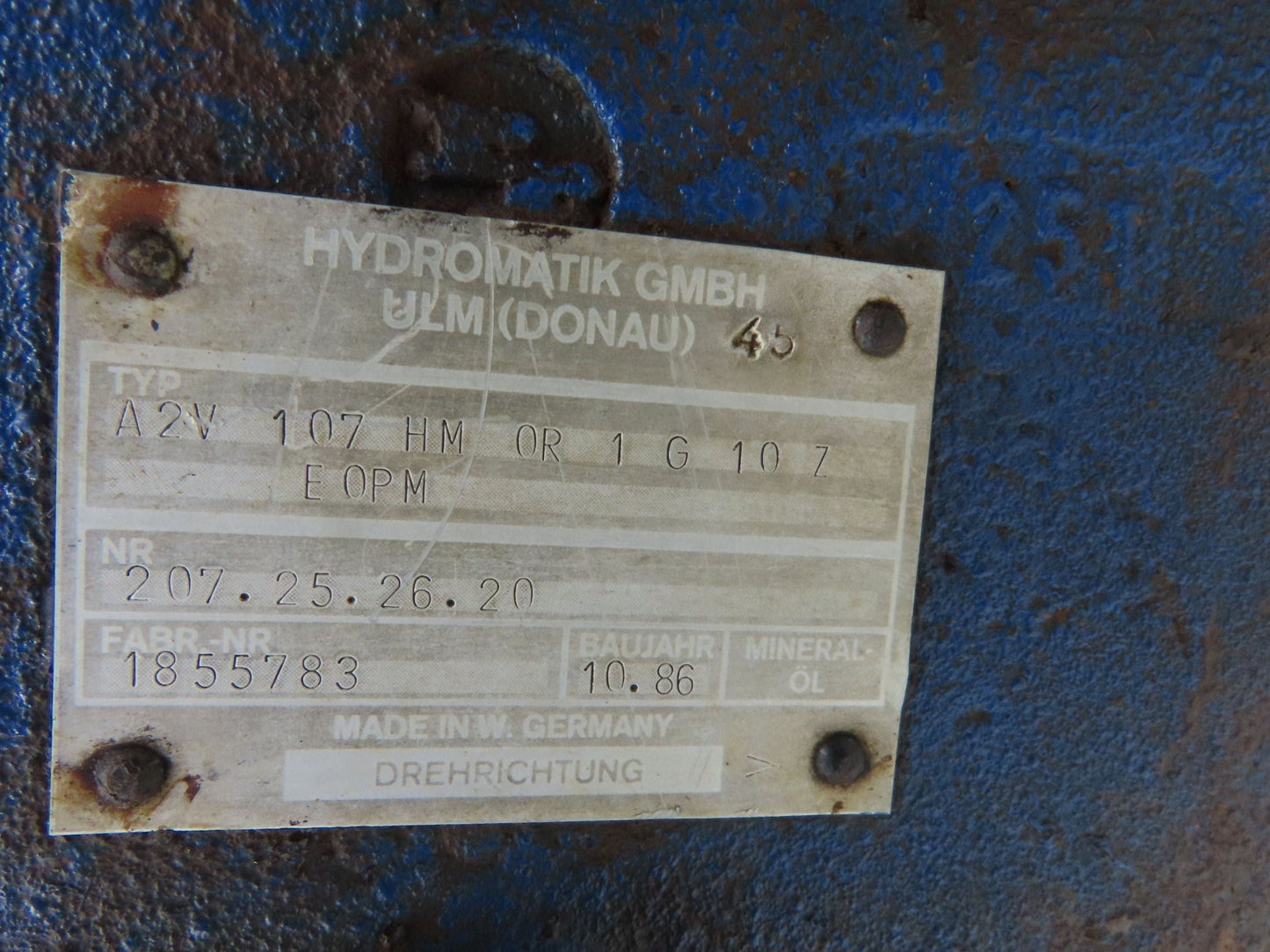 Hydromatik A2V 107 HM 0R1G10Z Hydraulic Axial Piston Pump