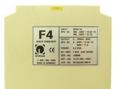 KEB 13.F4.C0G-4G01 Combivert AC Inverter Drive VFD 3Ph 8.3kVA 7.5Hp 1600Hz 480v