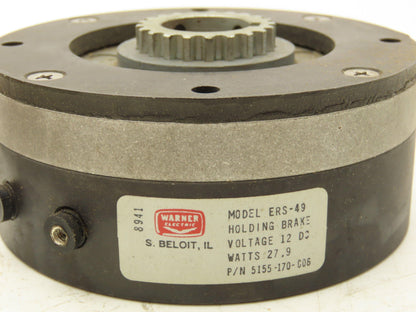 Warner Electric ERS-49 Spring Set Holding Motor Brake 12VDC 15 Ft-Lb C-Face