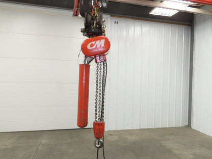 CM Lodestar RRT2 3 Ton Electric Chain Hoist 19' Lift 11/3.3 FPM Trolley 460 Volt