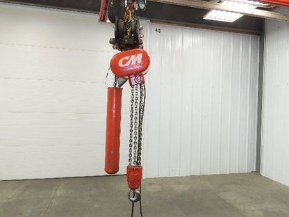 CM Lodestar RRT2 3 Ton Electric Chain Hoist 19' Lift 11/3.3 FPM Trolley 460 Volt