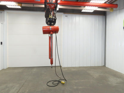 CM Lodestar RRT2 3 Ton Electric Chain Hoist 19' Lift 11/3.3 FPM Trolley 460 Volt