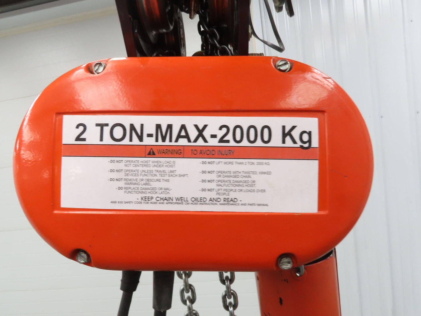 CM Lodestar R2 2 Ton Electric Chain Hoist 16' Lift 8/2.5 FPM Trolley 460 Volt