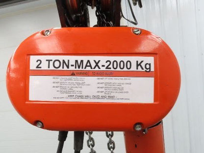 CM Lodestar R2 2 Ton Electric Chain Hoist 16' Lift 8/2.5 FPM Trolley 460 Volt