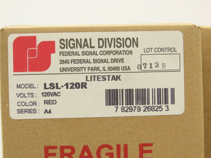 Federal Signal LSL-120R Stack Light Litestak Incandescent Red 120V Lot of 5