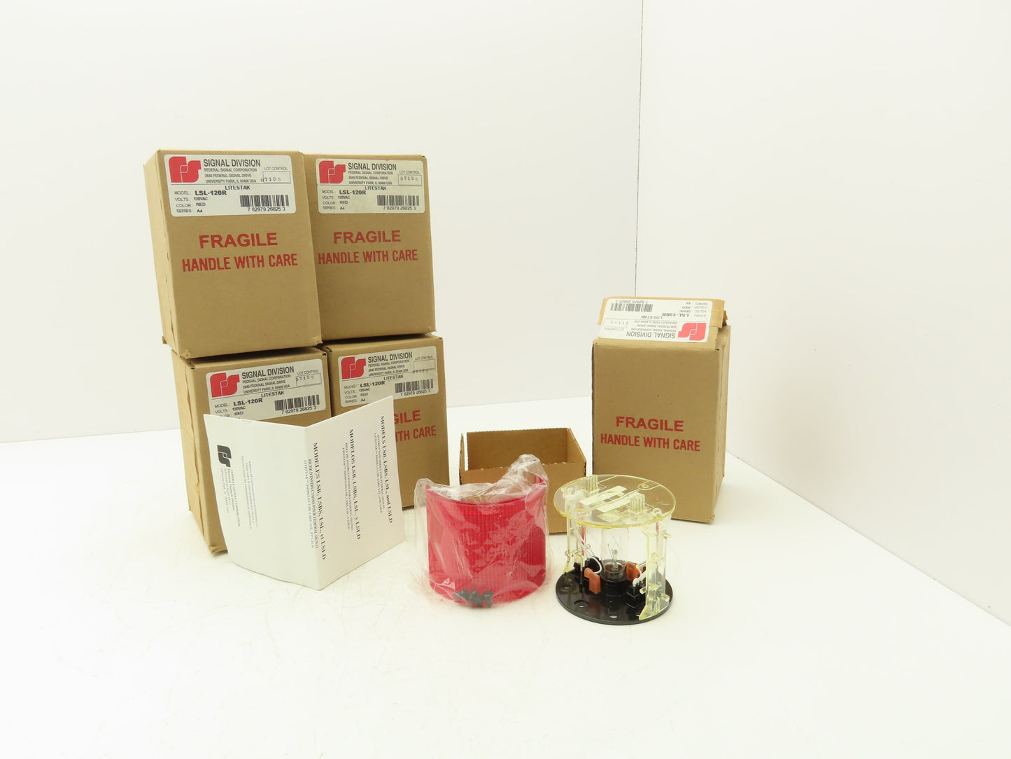 Federal Signal LSL-120R Stack Light Litestak Incandescent Red 120V Lot of 5