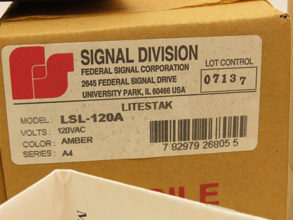 Federal Signal LSL-120A Stack Light Litestak Incandescent Amber 120V Lot of 7