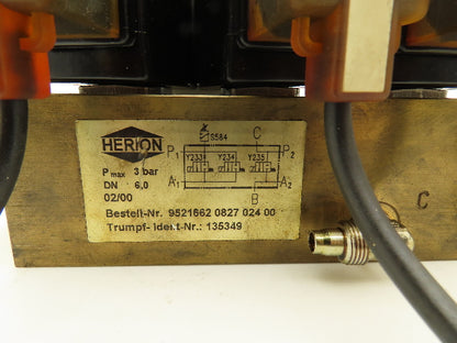 Herion Norgren 135349 | 0827 | 00881118 Solenoid Assembly Block Trumpf TLF 3000