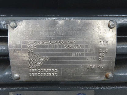 Siemens Allis RGZ AC Electric Motor 20Hp 1200rpm 230/460v 3Ph 364UFC TEFC