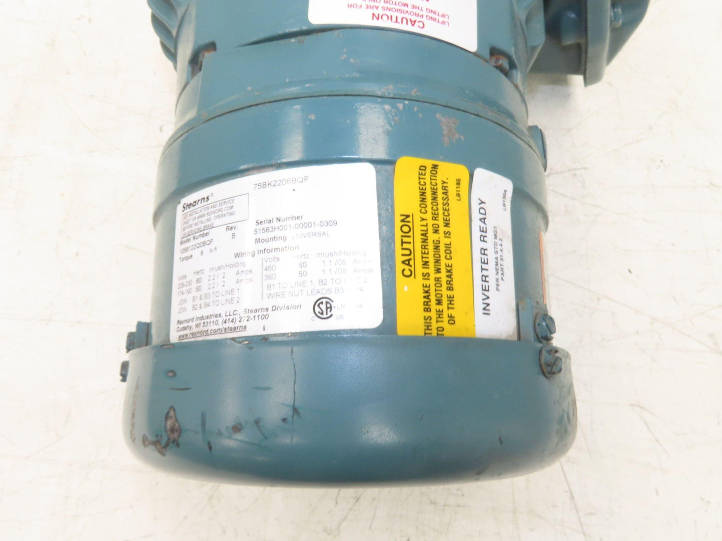 Reliance XEX Stearns Brake Motor 1.5Hp 1750 RPM 230/460V 3PH 145T 1056122Q0BQF