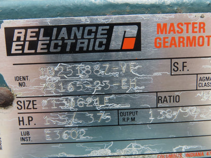 Reliance Master XL Gearmotor 12.7 Reducer 2-Speed 138/34 RPM 1.5Hp 460V RH 213T