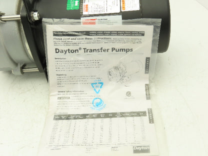 Dayton 4YKP3A Transfer Pump 1Hp 72gpm 115/230V 3450RPM