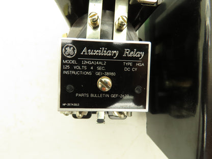 GE Hinged Armature Auxiliary Relay 12HGA14AL2 Double Throw 125VDC Coil