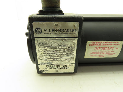 Allen Bradley 1326AB-A3E-11 AC Servo Motor 1.2Kw 3000rpm 480/360v 3ph