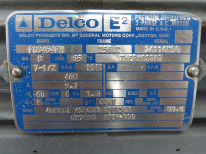 GM Delco FG3454FH Electric AC Motor 7.5Hp 1200 RPM 460V 3PH 256UC Frame
