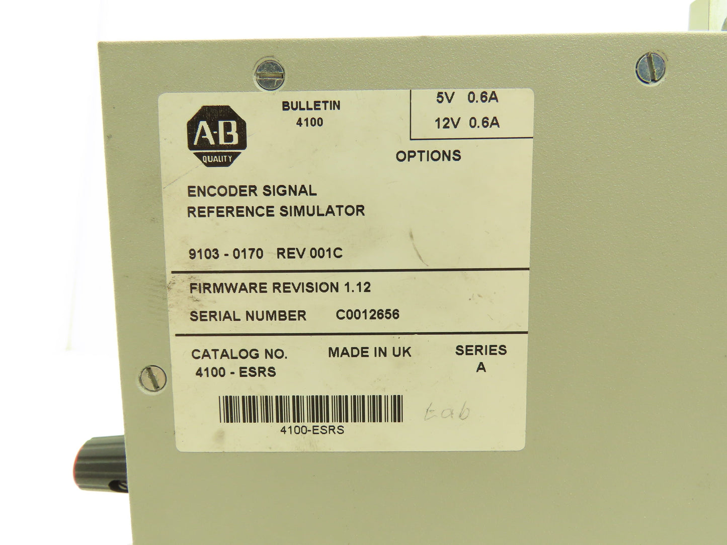 Allen Bradley 4100-ESRS Encoder Signal Reference Simulator Rev 001C F/W Rev 1.12