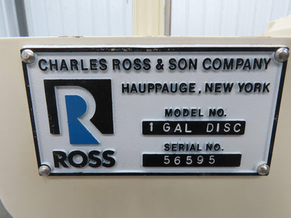 Ross 1 Gal DISC Laboratory Mixer Discharge Press 1 Gallon 120V Hydraulic Unit