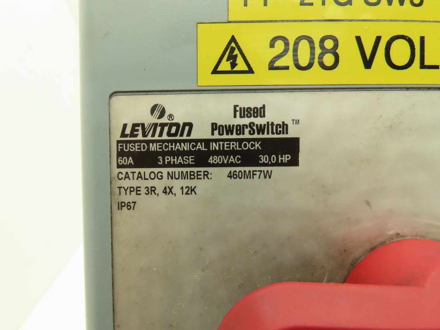 Leviton 460MF7W Fused Mechanical Disconnect 480V 3PH 60A Type 3R, 4X, 12K, IP67