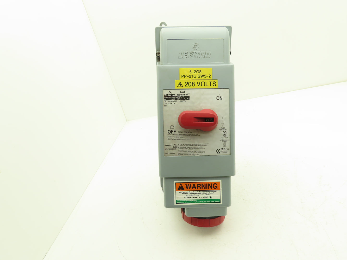 Leviton 460MF7W Fused Mechanical Disconnect 480V 3PH 60A Type 3R, 4X, 12K, IP67