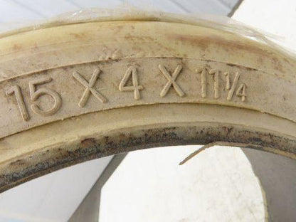 Super Solid 15x4x11-1/4 Forklift Tire Smooth Solid Press-on White Non-Marking