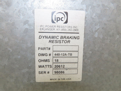 IPC 440-12A-TB Power Brake Resistor Covered 21.6kW 18 Ohms