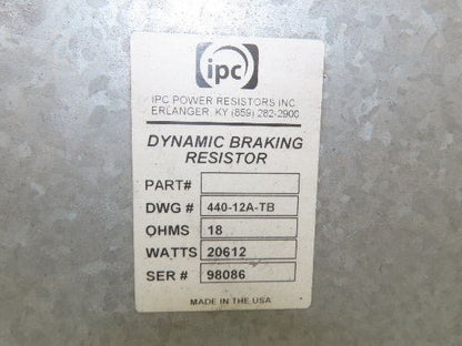 IPC 440-12A-TB Power Brake Resistor Covered 21.6kW 18 Ohms
