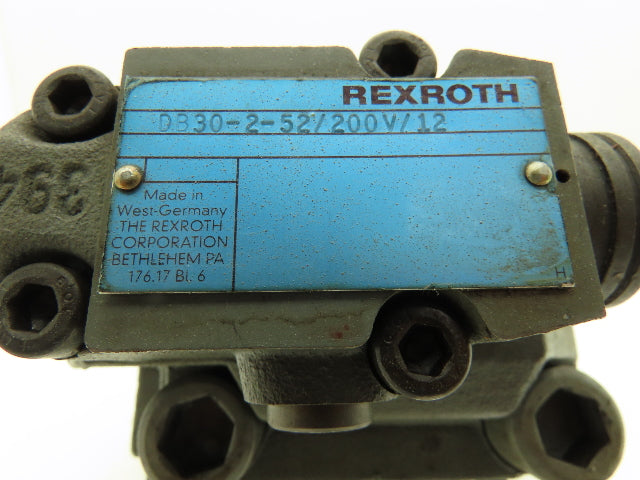 Rexroth DB30-2-52/200V/12 Hydraulic Pressure Relief Valve Pilot Operated