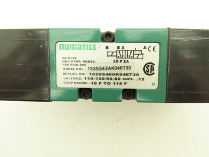 Numatics 153SS43AK046T30 Pneumatic Air Valve & Base Assembly 3/8"NPT Ports